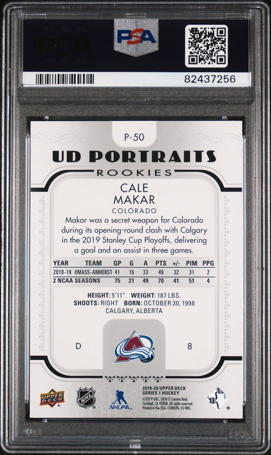 Graded 2019 Upper Deck Cale Makar #P50 Portraits Rookie RC Hockey Card PSA 10 Gem Mint
