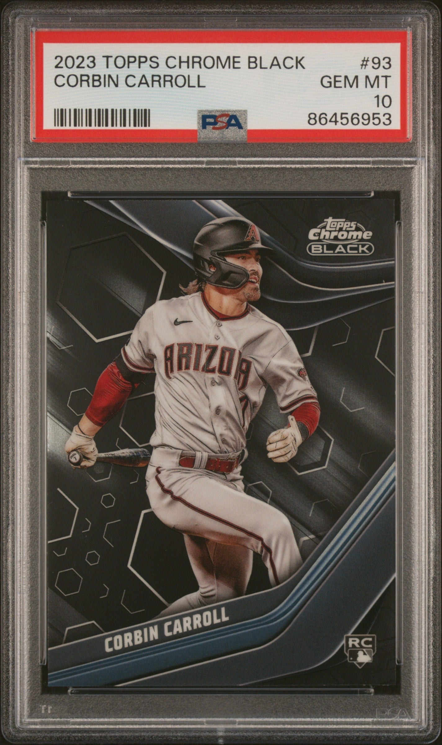 Graded 2023 Topps Chrome Black Corbin Carroll #93 Rookie RC Baseball Card PSA 10 Gem Mint