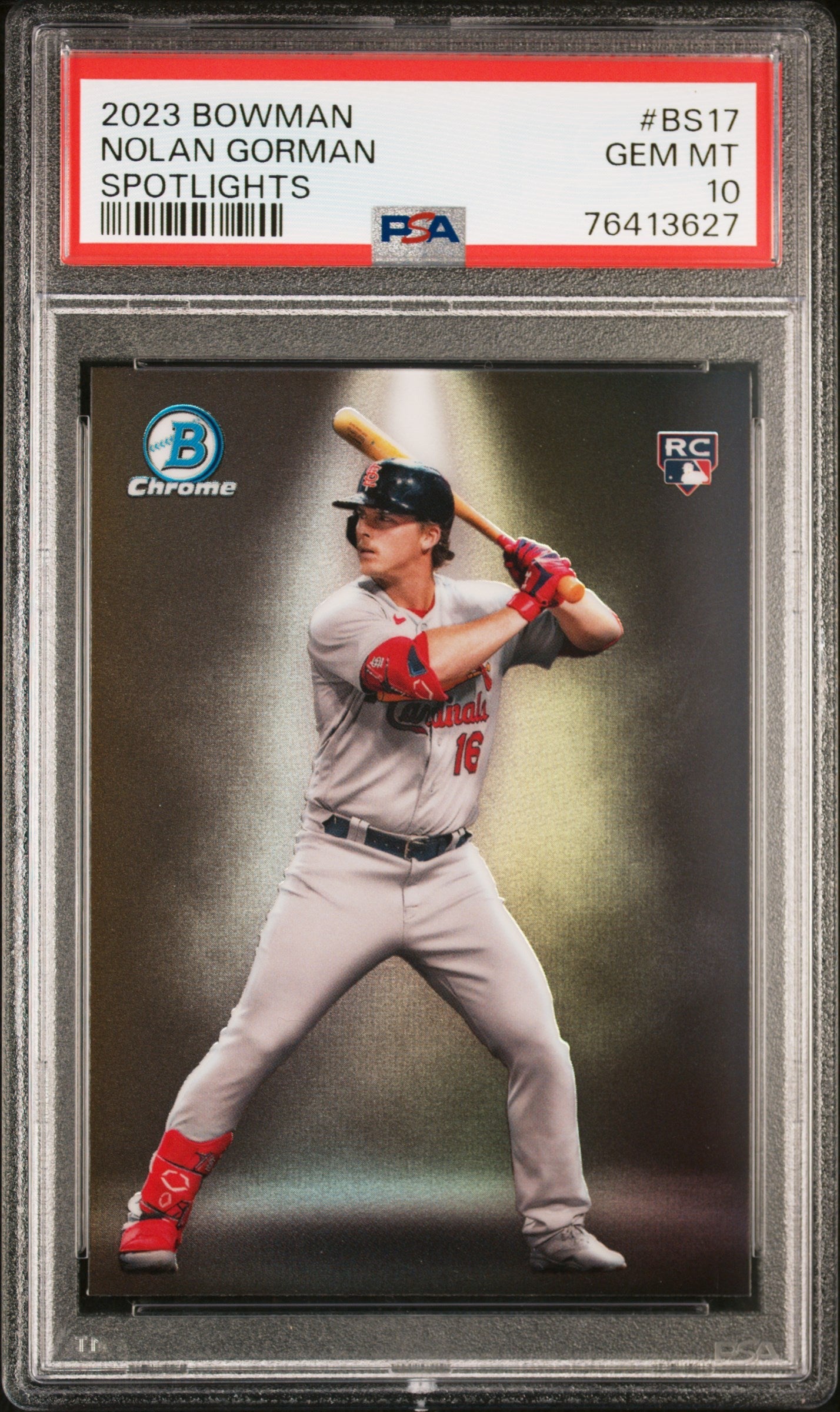 Graded 2023 Topps Bowman Nolan Gorman #BS17 Spotlights Rookie RC Baseball Card PSA 10 Gem Mint
