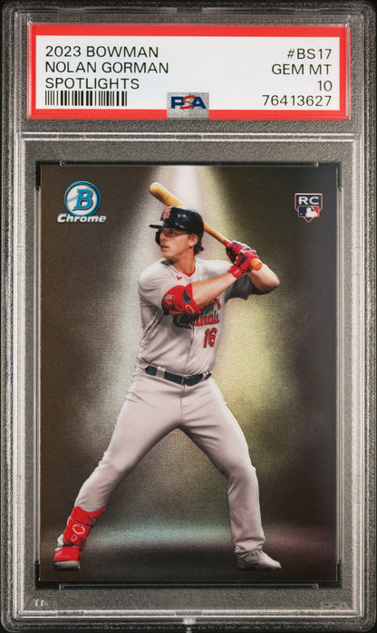 Graded 2023 Topps Bowman Nolan Gorman #BS17 Spotlights Rookie RC Baseball Card PSA 10 Gem Mint