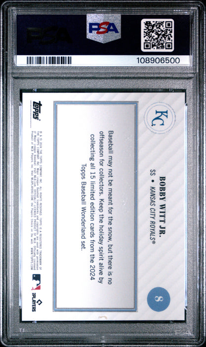 Graded 2024 Topps Wonderland Bobby Witt Jr. #8 Gingerbread Man /49 Baseball Card PSA 9 Near Mint