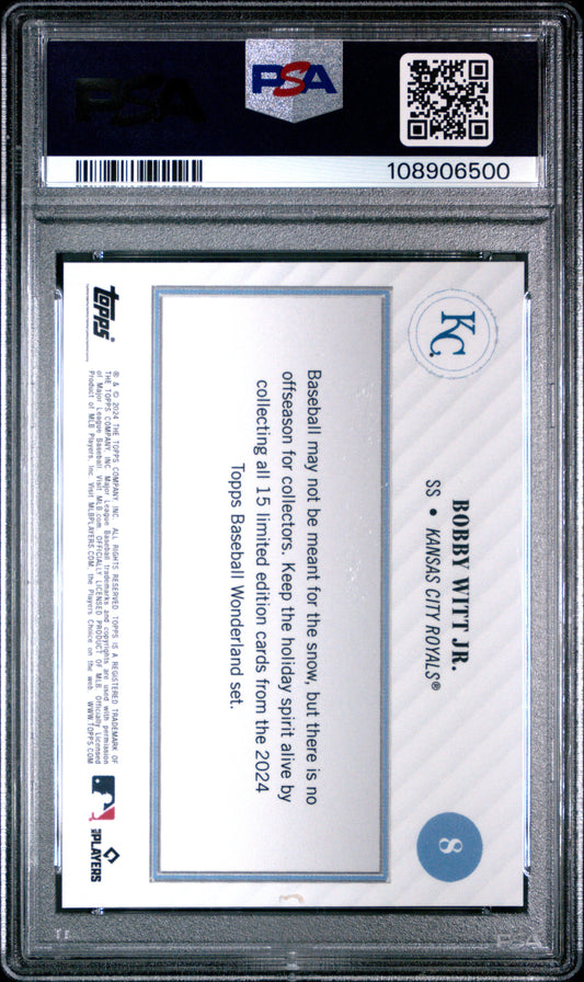 Graded 2024 Topps Wonderland Bobby Witt Jr. #8 Gingerbread Man /49 Baseball Card PSA 9 Near Mint