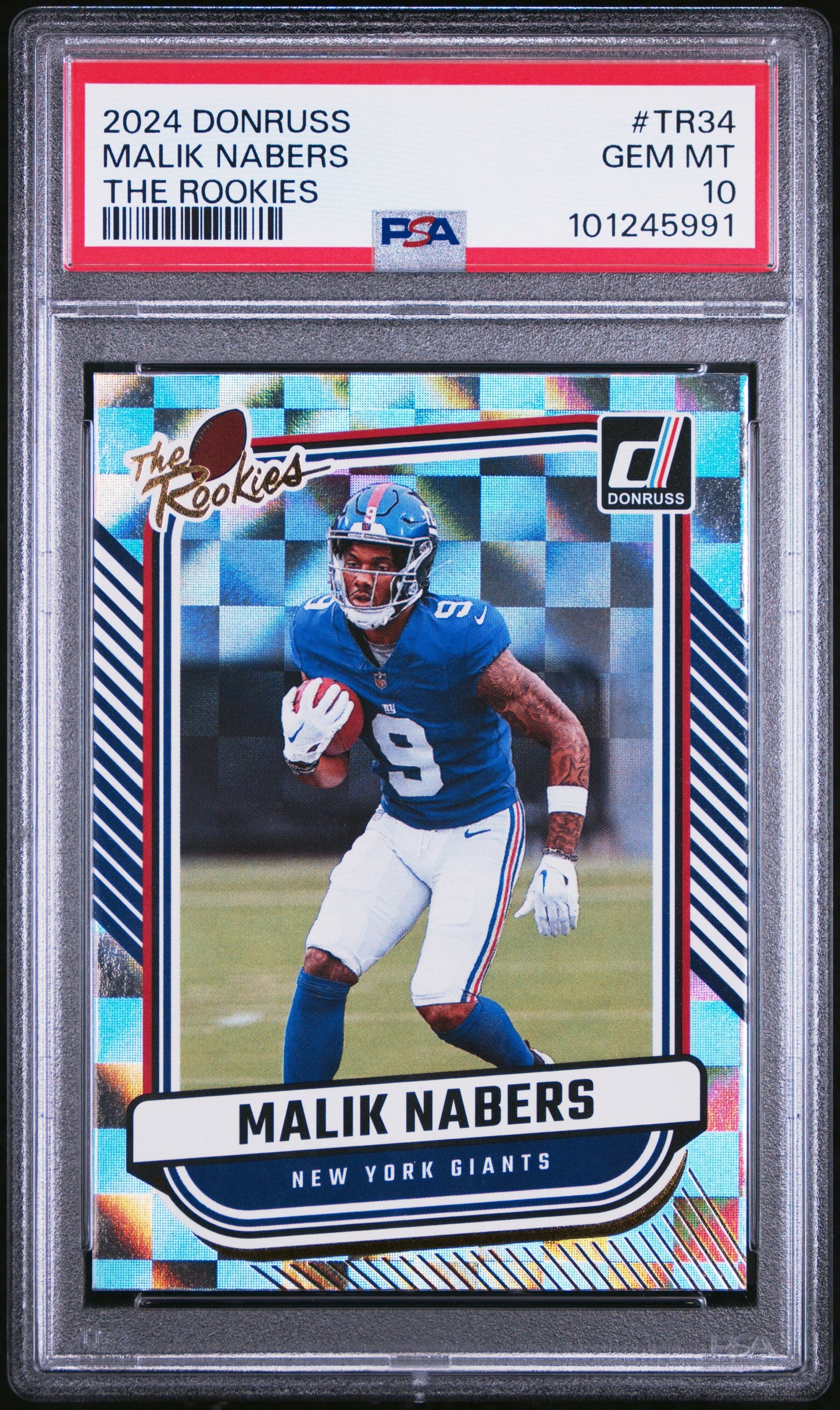 Graded 2024 Panini Donruss Malik Nabers #TR34 The Rookies Rookie RC Football Card PSA 10 Gem Mint