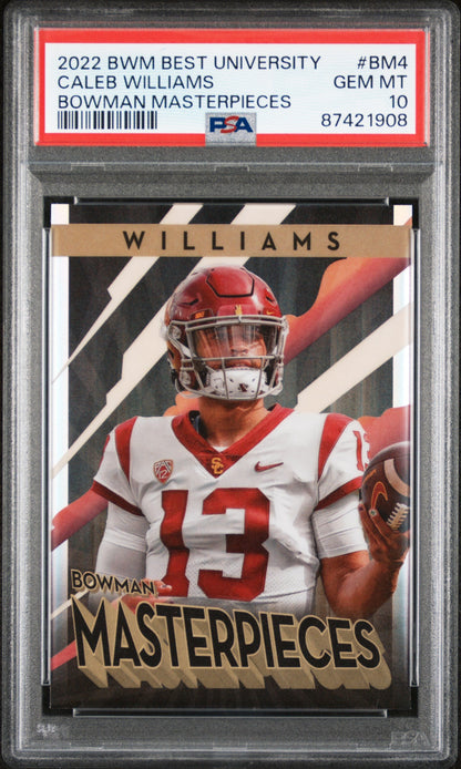 Graded 2022 Topps Bowmans Best University Caleb Williams #BM4 Bowman Masterpieces Rookie RC Football Card PSA 10 Gem Mint