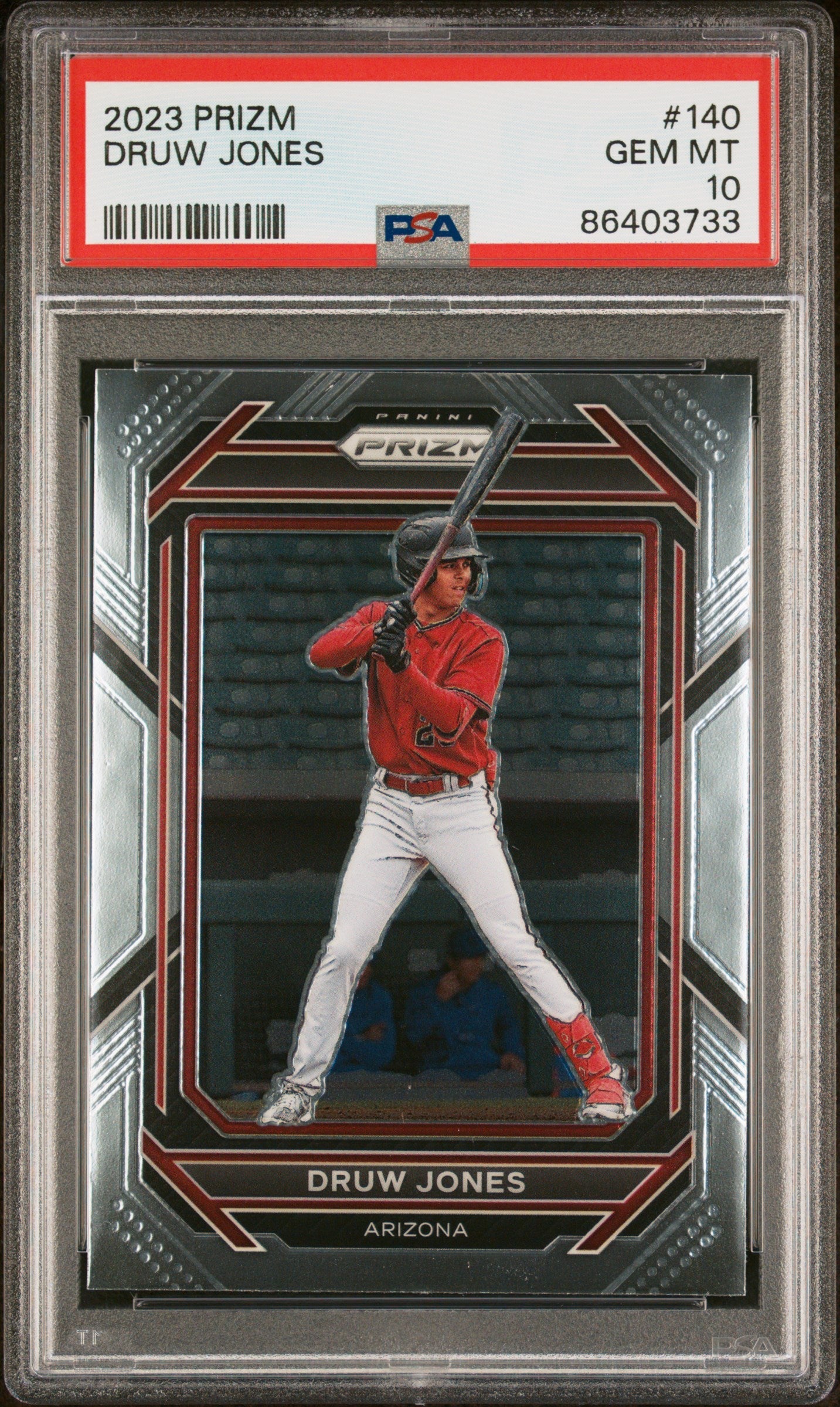 Graded 2023 Panini Prizm Druw Jones #140 Rookie RC Baseball Card PSA 10 Gem Mint