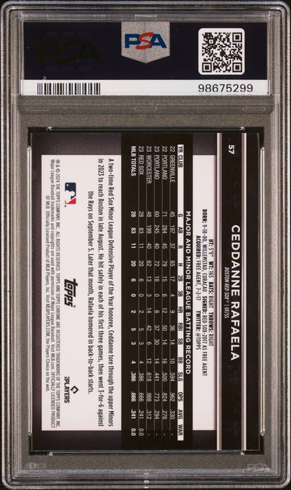Graded 2024 Topps Chrome Black Ceddanne Rafaela #57 Variation Rookie RC Baseball Card PSA 10 Gem Mint