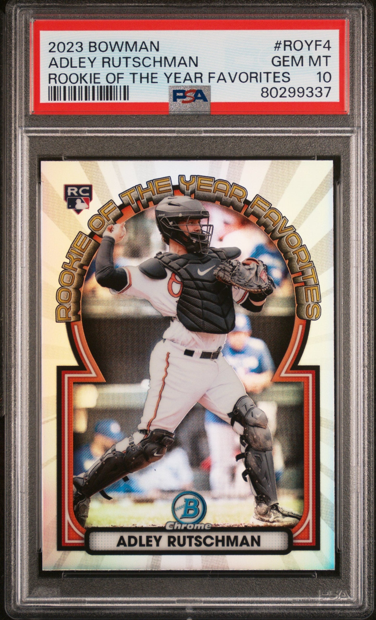 Graded 2023 Topps Bowman Adley Rutschman #ROYF4 Rookie of the Year Favorites Rookie RC Baseball Card PSA 10 Gem Mint