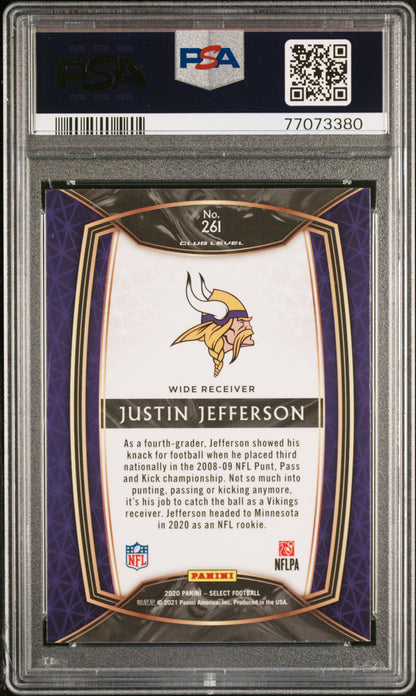 Graded 2020 Panini Select Justin Jefferson #261 Rookie RC Football Card PSA 10 Gem Mint