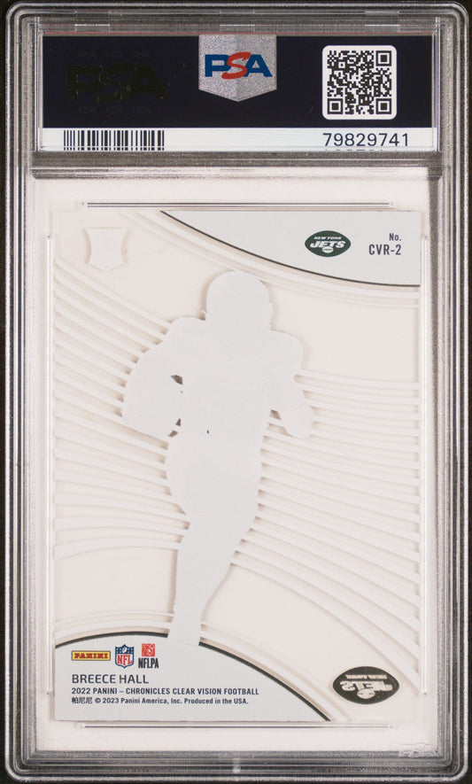 Graded 2022 Panini Chronicles Breece Hall #CVR2 Clear Vision Rookie RC Football Card PSA 10 Gem Mint