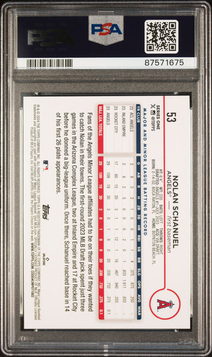 Graded 2024 Topps Nolan Schanuel #53 Rookie RC Baseball Card PSA 10 Gem Mint