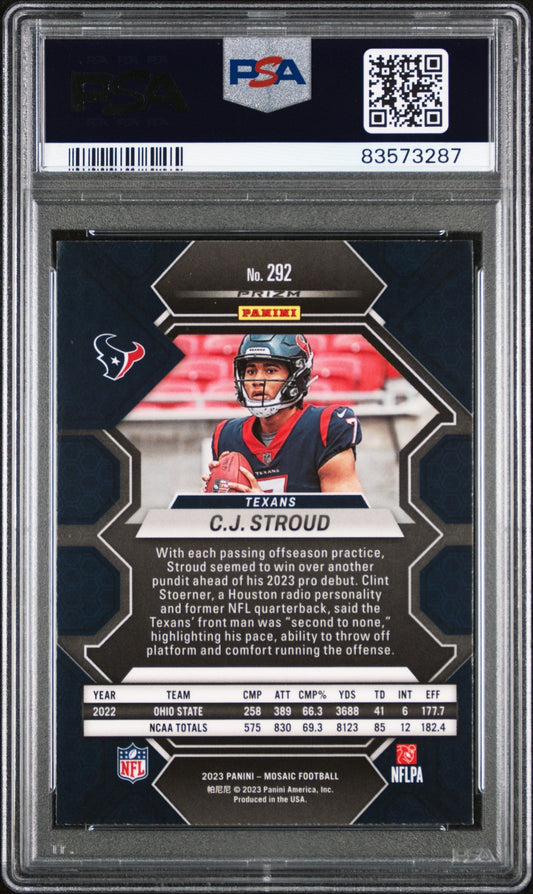 Graded 2023 Panini Mosaic CJ Stroud #292 Rookie RC Football Card PSA 10 Gem Mint