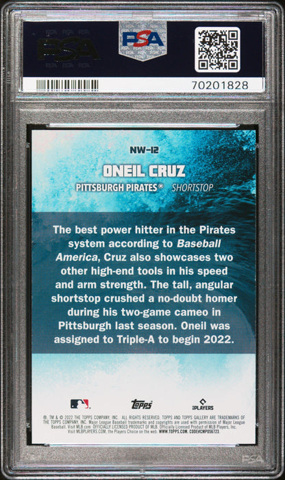 Graded 2022 Topps Gallery Oneil Cruz #NW12 Next Wave Rookie RC Baseball Card PSA 10 Gem Mint