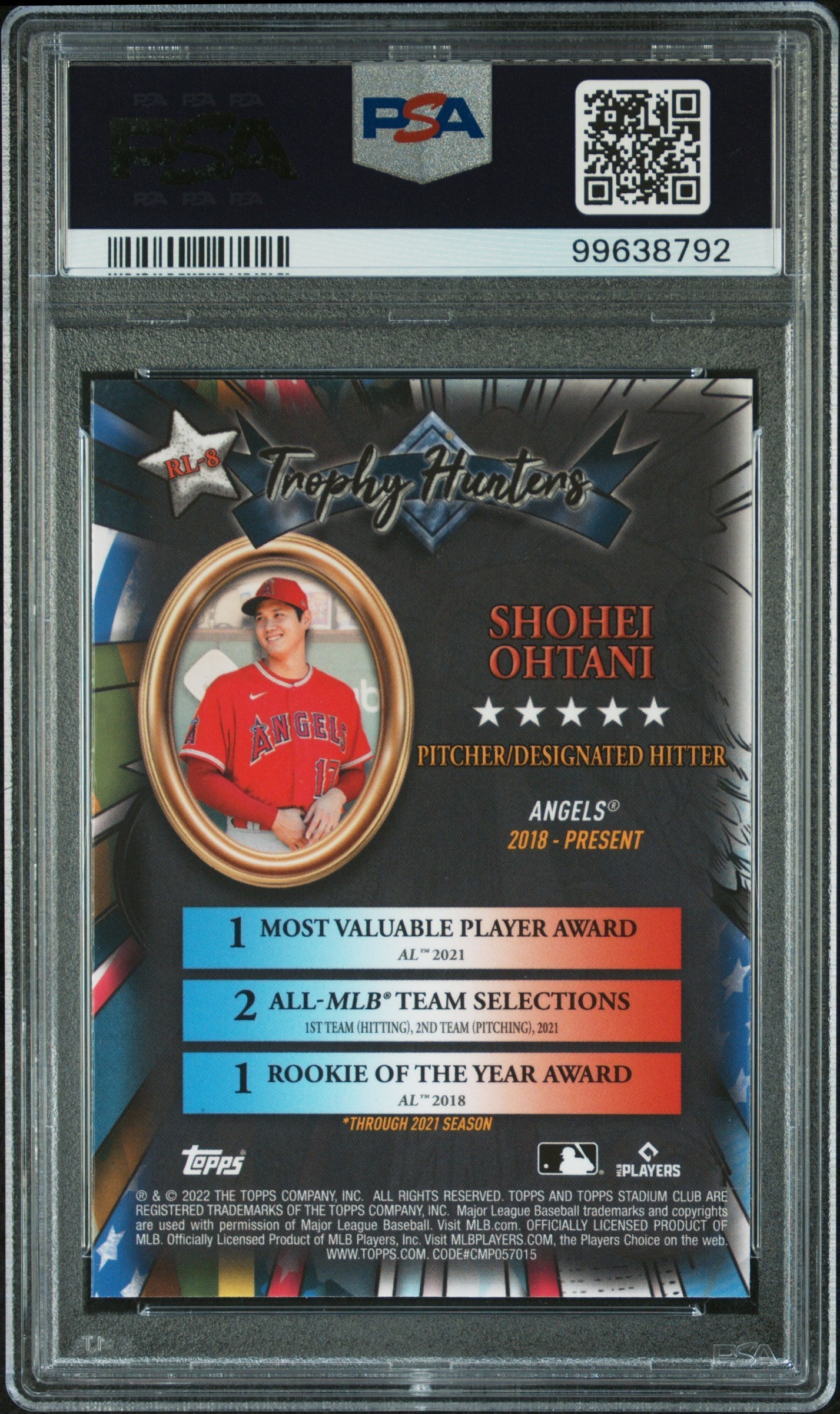 Graded 2022 Topps Stadium Club Chrome Shohei Ohtani #RL8 Trophy Hunters Baseball Card PSA 10 Gem Mint