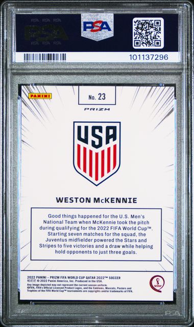 Graded 2022 Panini Prizm World Cup Manga Weston McKennie #23 Case Hit SSP Soccer Card PSA 9 Mint