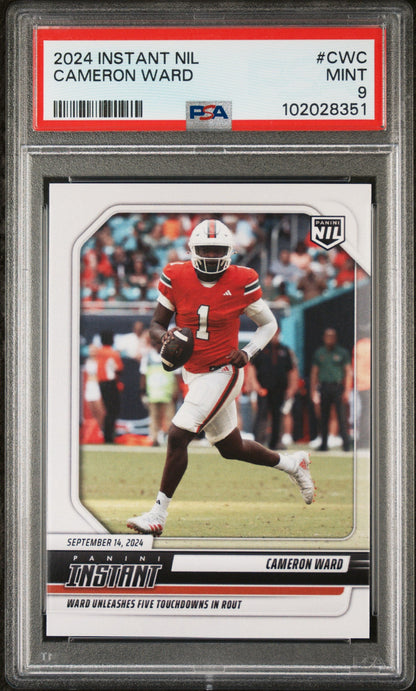 Graded 2024 Panini Instant NIL Cam Ward #CWC Rookie RC Football Card PSA 9 Mint