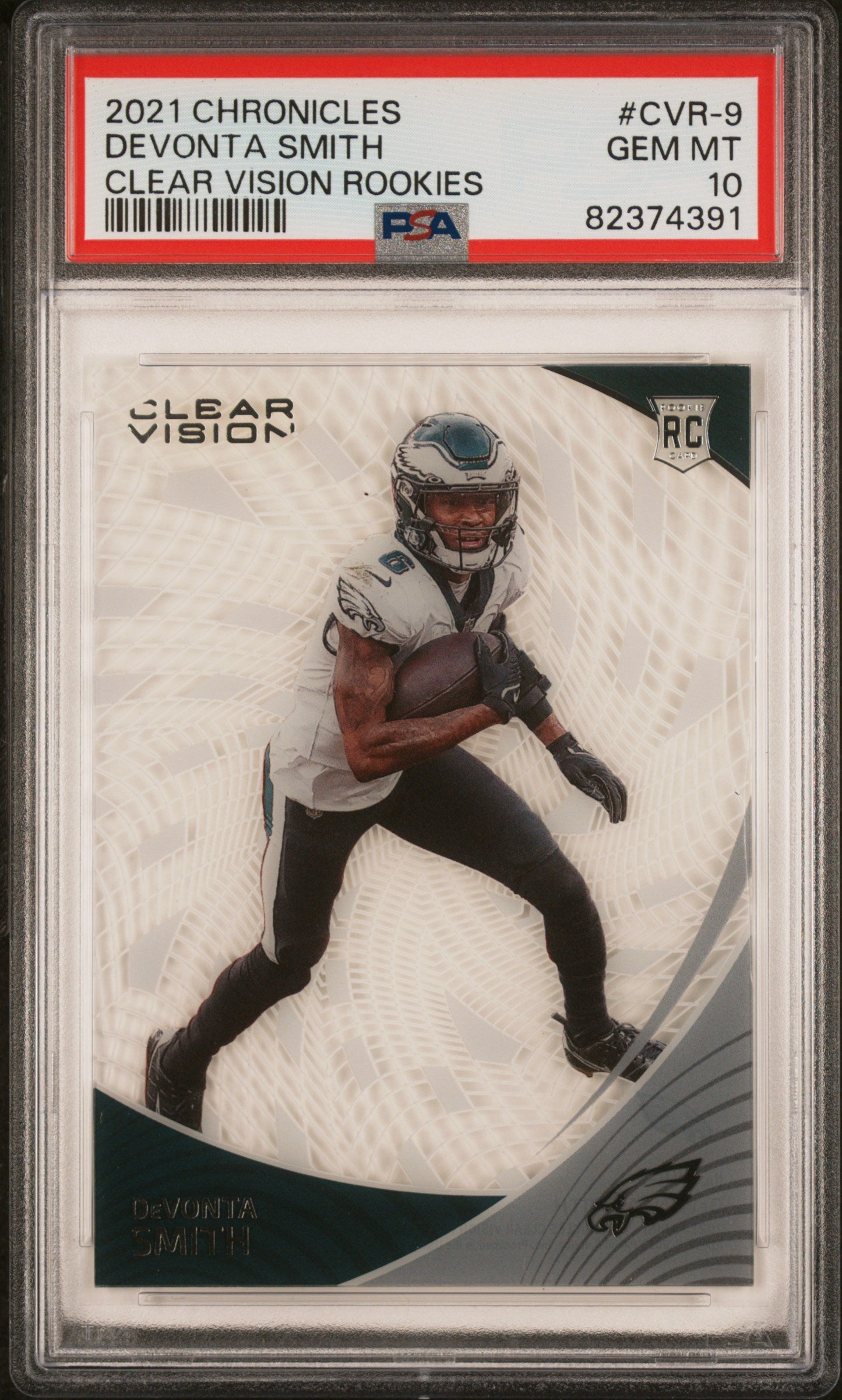 Graded 2021 Panini Chronicles DeVonta Smith #CVR9 Clear Vision Rookies Rookie RC Football Card PSA 10 Gem Mint