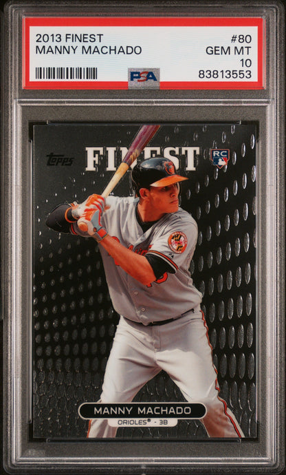 Graded 2013 Topps Finest Manny Machado #80 Rookie RC Baseball Card PSA 10 Gem Mint