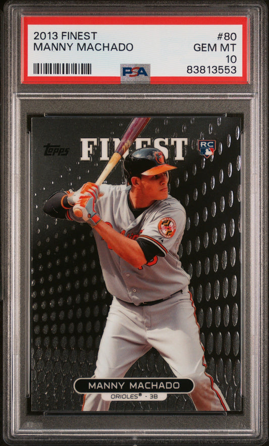 Graded 2013 Topps Finest Manny Machado #80 Rookie RC Baseball Card PSA 10 Gem Mint
