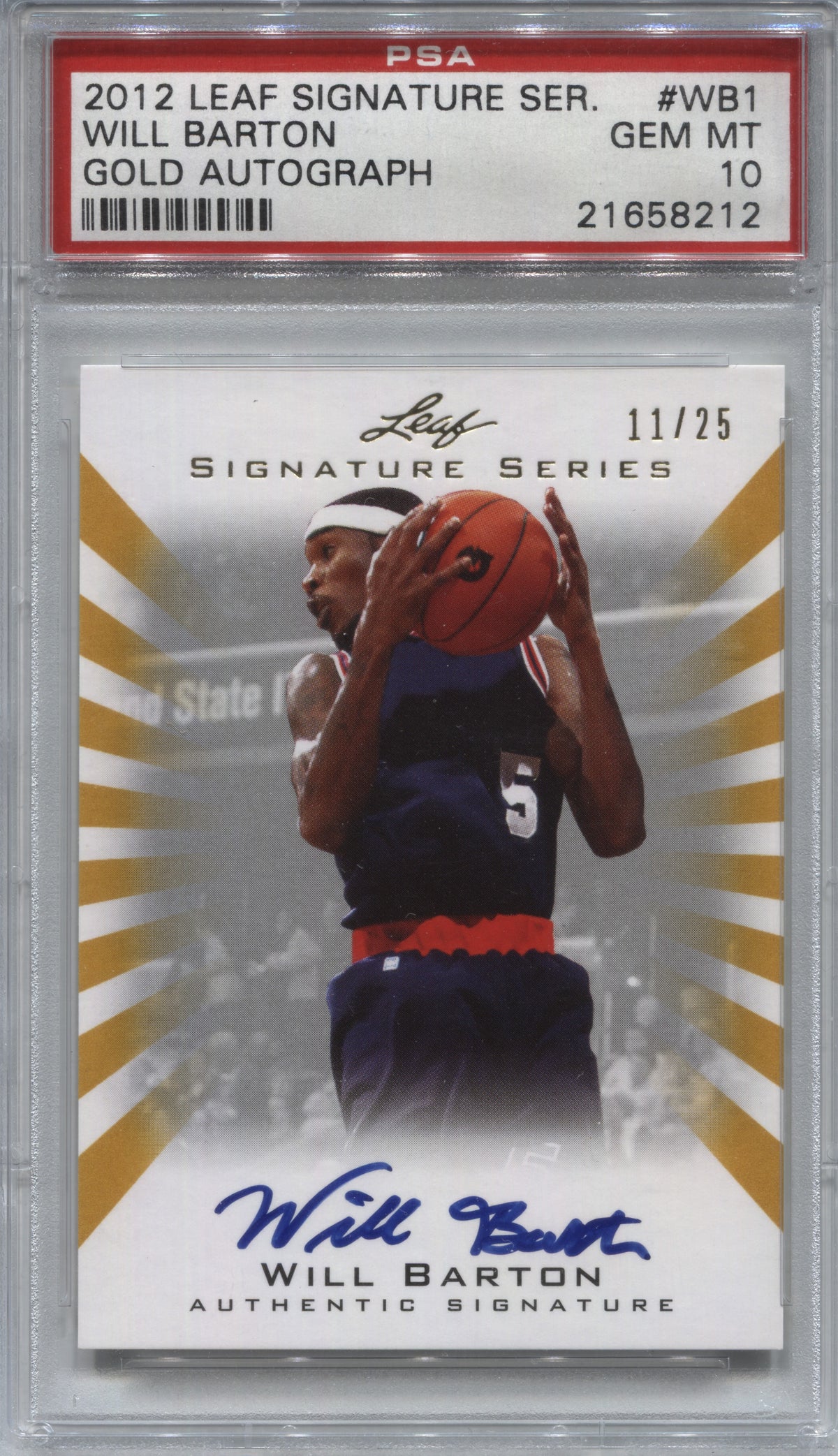 2012 Leaf Signature Series Will Barton Gold Rookie Auto 11/25 PSA 10