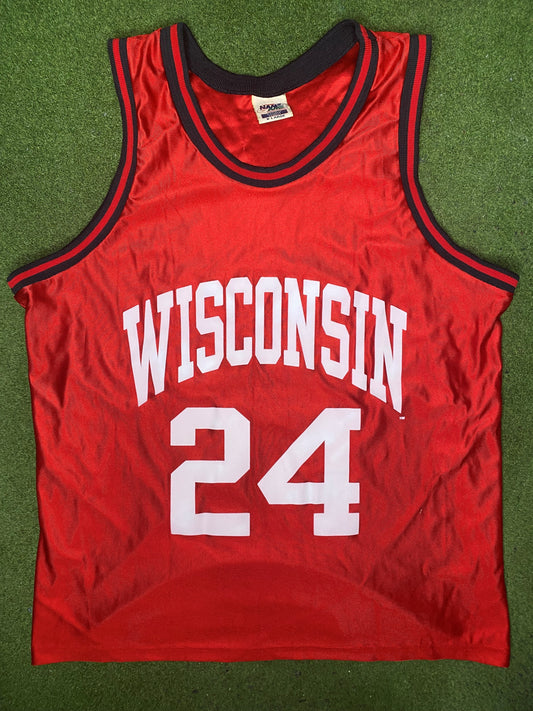 90s Wisconsin Badgers - Vintage College Basketball Jersey (XL)