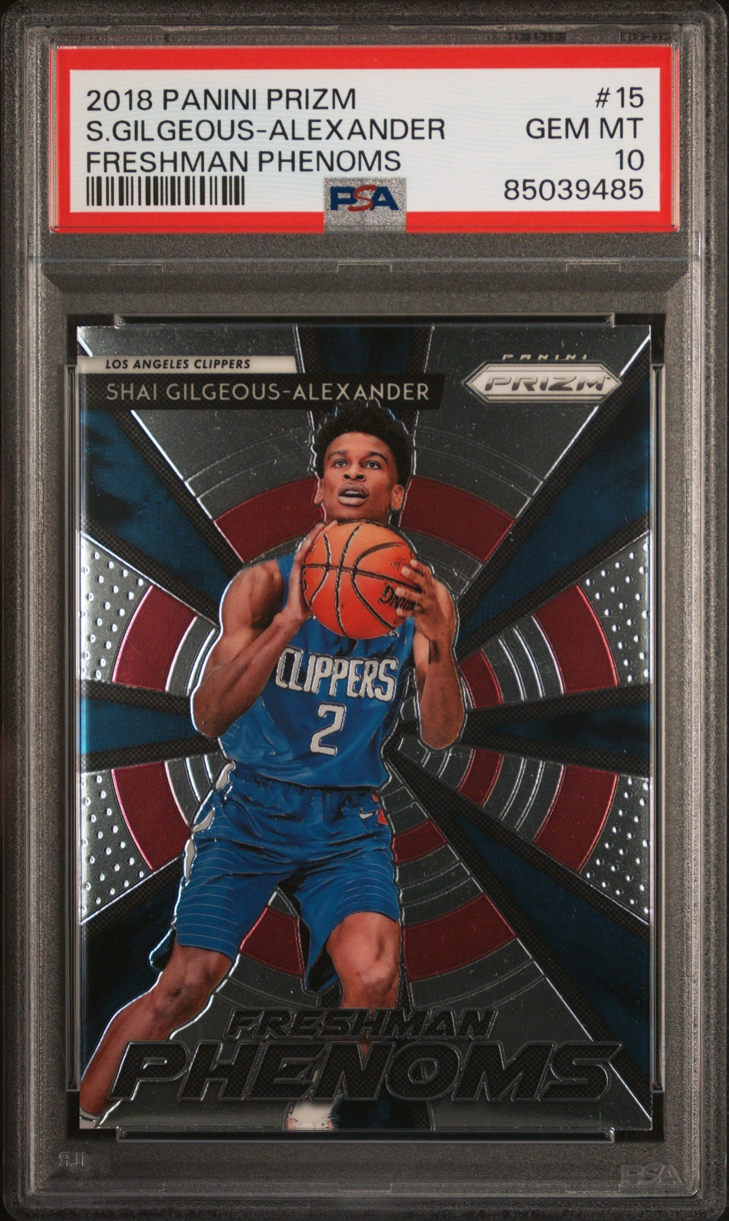 Graded 2018 Panini Prizm Shai Gilgeous-Alexander #15 Freshman Phenoms Rookie RC Basketball Card PSA 10 Gem Mint