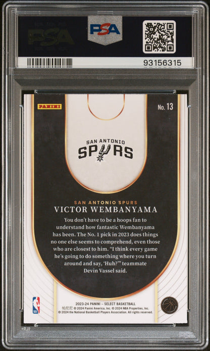 Graded 2023 Panini Select Victor Wembanyama #13 Neon Icon Rookie RC Basketball Card PSA 10 Gem Mint