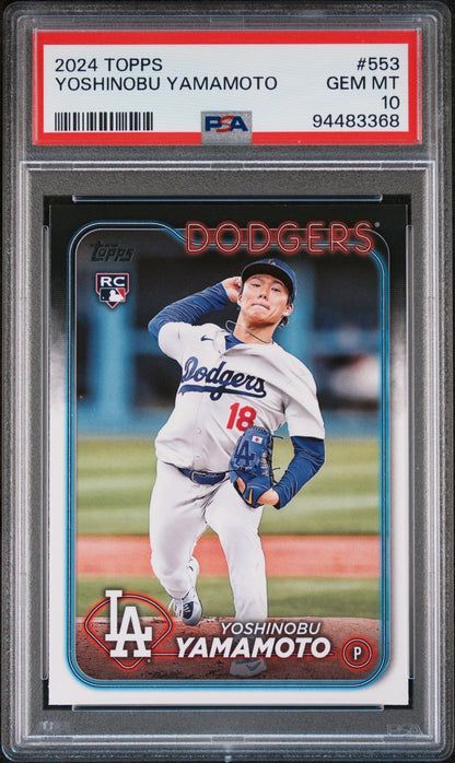 Graded 2024 Topps Yoshinobu Yamamoto #553 Rookie RC Baseball Card PSA 10 Gem Mint