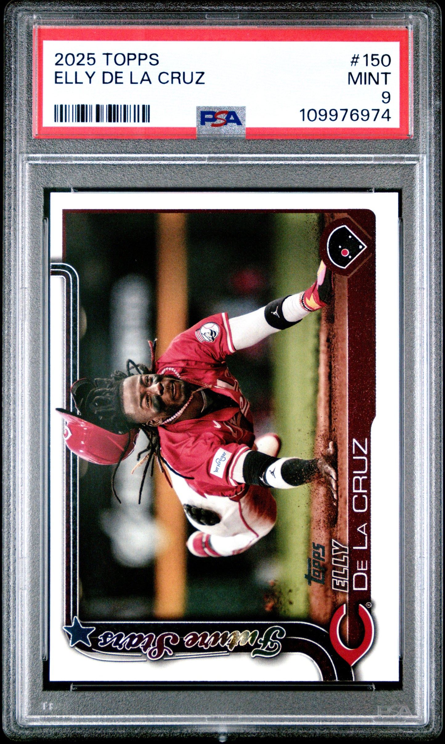 Graded 2025 Topps Elly De La Cruz #150 Rookie RC Baseball Card PSA 9 Mint