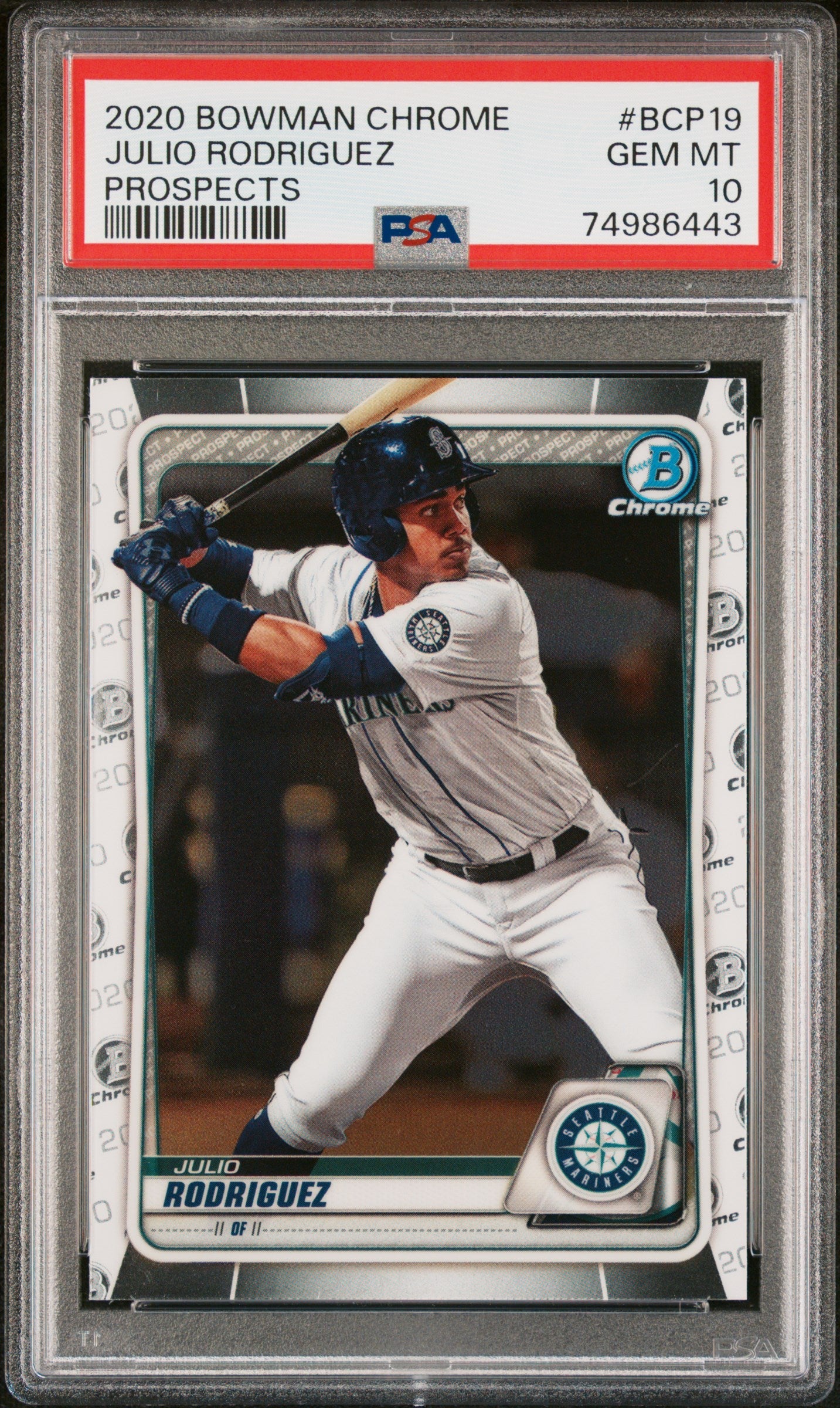 Graded 2020 Topps Bowman Chrome Julio Rodriguez #BCP19 Prospects RC Baseball Card PSA 10 Gem Mint