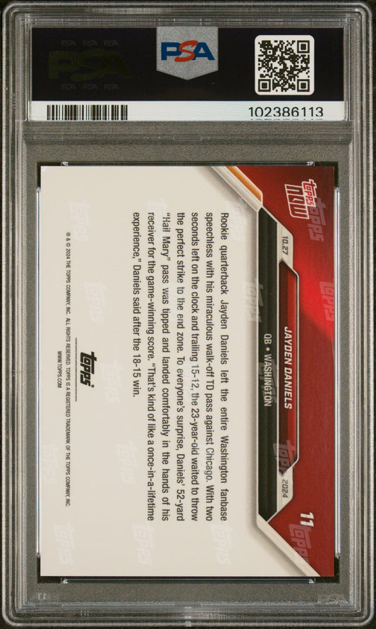 Graded 2024 Topps Now Jayden Daniels #11 Rookie RC Football Card PSA 10 Gem Mint