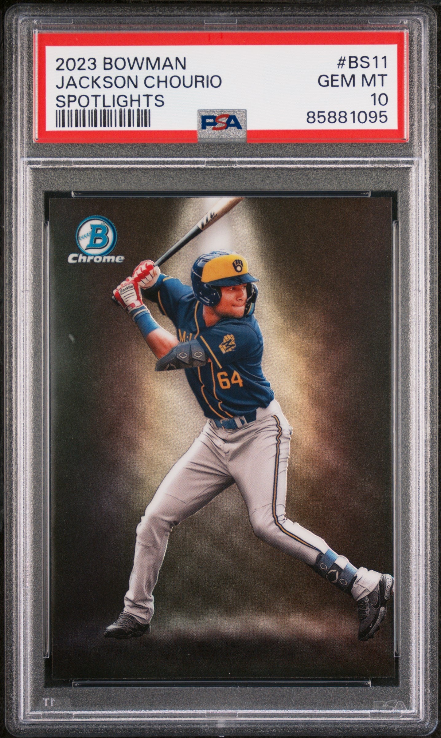 Graded 2023 Topps Bowman Jackson Chourio #BS11 Spotlights Rookie RC Baseball Card PSA 10 Gem Mint