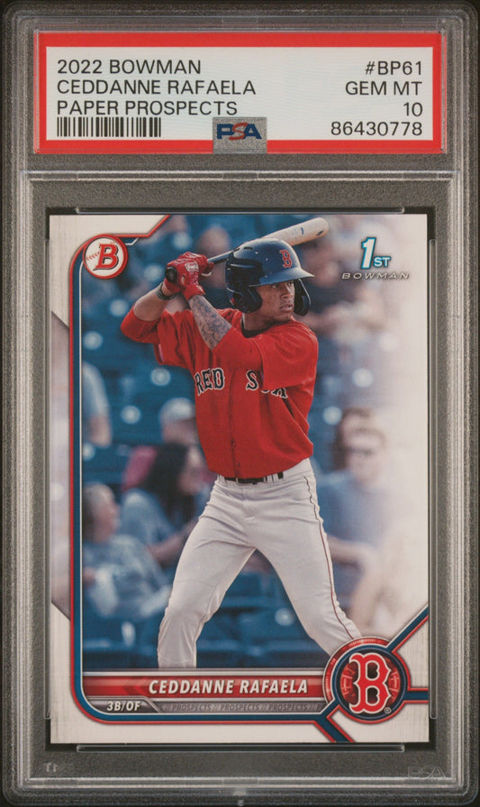 Graded 2022 Topps Bowman Ceddanne Rafaela #BP61 Paper Prospects Rookie RC Baseball Card PSA 10 Gem Mint