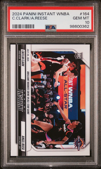 Graded 2024 Panini Instant WNBA Caitlin Clark/Angel Reese #164 All Star Game Rookie RC Basketball Card PSA 10 Gem Mint