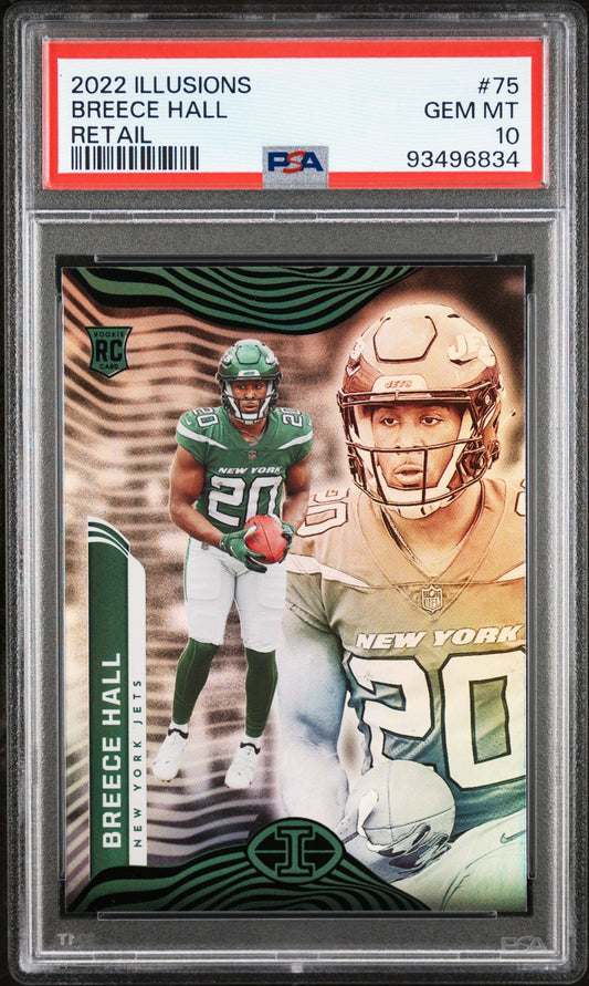 Graded 2022 Panini Illusions Breece Hall #75 Retail Rookie RC Football Card PSA 10 Gem Mint