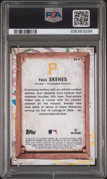 Graded 2024 Topps Bowmans Best Paul Skenes #BS2 Bowman Showpieces Rookie RC Baseball Card PSA 10 Gem Mint