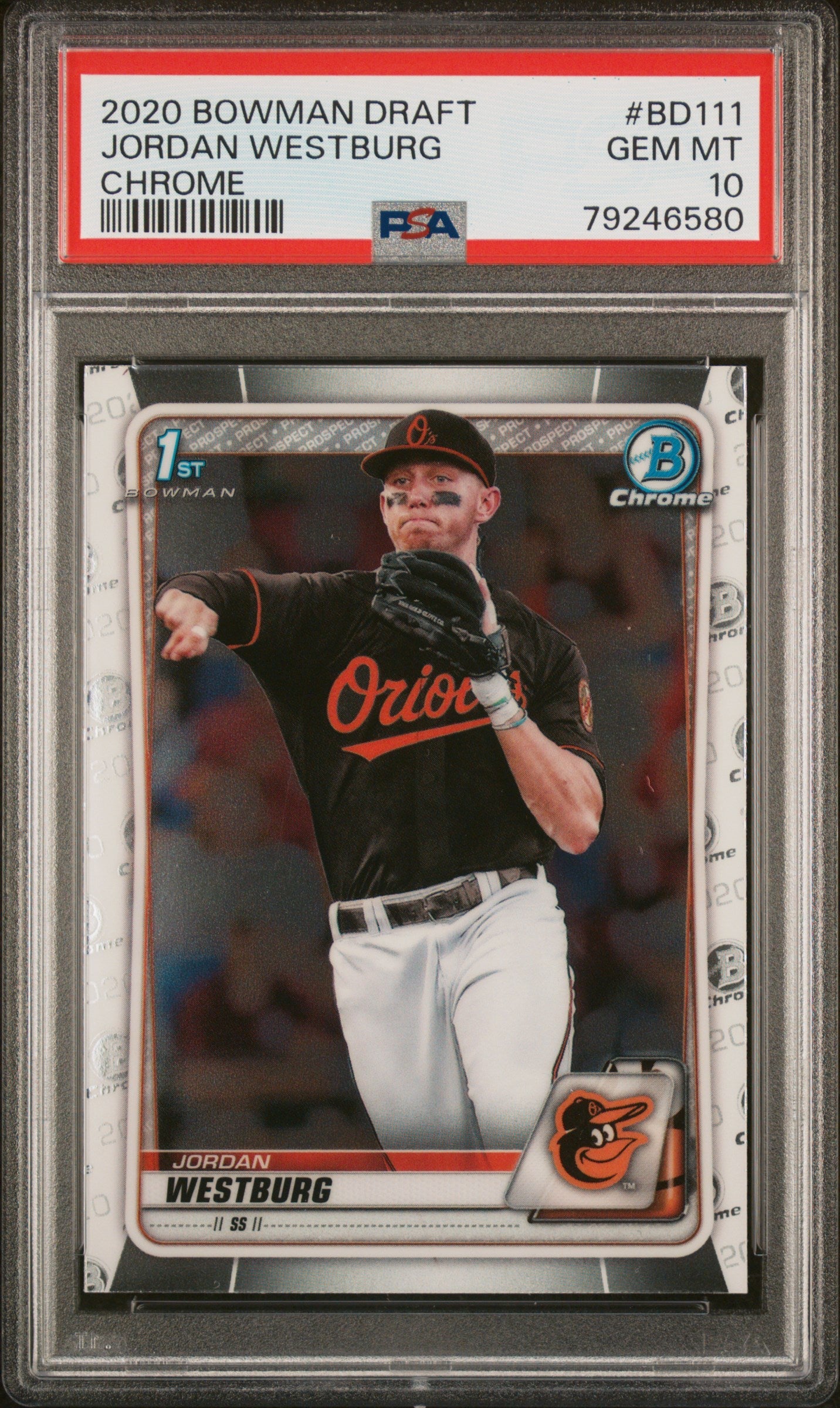 Graded 2020 Topps Bowman Draft Jordan Westburg #BD111 Chrome Rookie RC Baseball Card PSA 10 Gem Mint