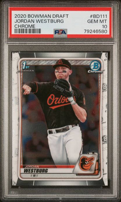 Graded 2020 Topps Bowman Draft Jordan Westburg #BD111 Chrome Rookie RC Baseball Card PSA 10 Gem Mint
