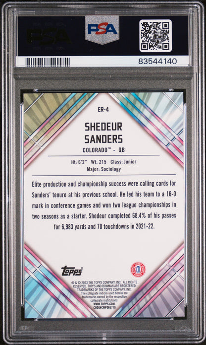 Graded 2023 Topps Bowman U Chrome Shedeur Sanders #ER4 U/D Early Risers Rookie RC Football Card PSA 10 Gem Mint