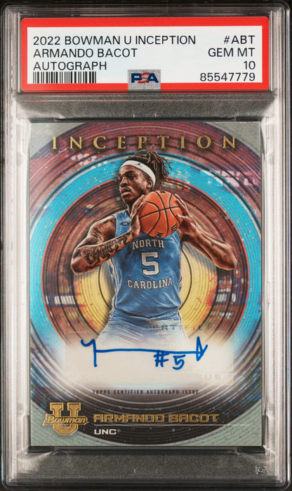 Graded 2022 Topps Bowman U Inception Armando Bacot #ABT Autograph Rookie RC Basketball Card PSA 10 Gem Mint