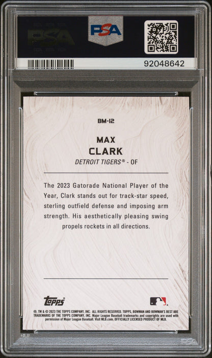 Graded 2023 Topps Bowmans Best Max Clark #BM12 Masterpieces Rookie RC Baseball Card PSA 10 Gem Mint