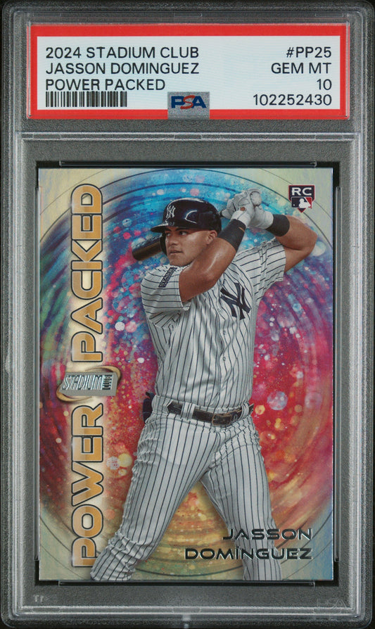 Graded 2024 Topps Stadium Club Jasson Dominguez #PP25 Power Packed Rookie RC Baseball Card PSA 10 Gem Mint