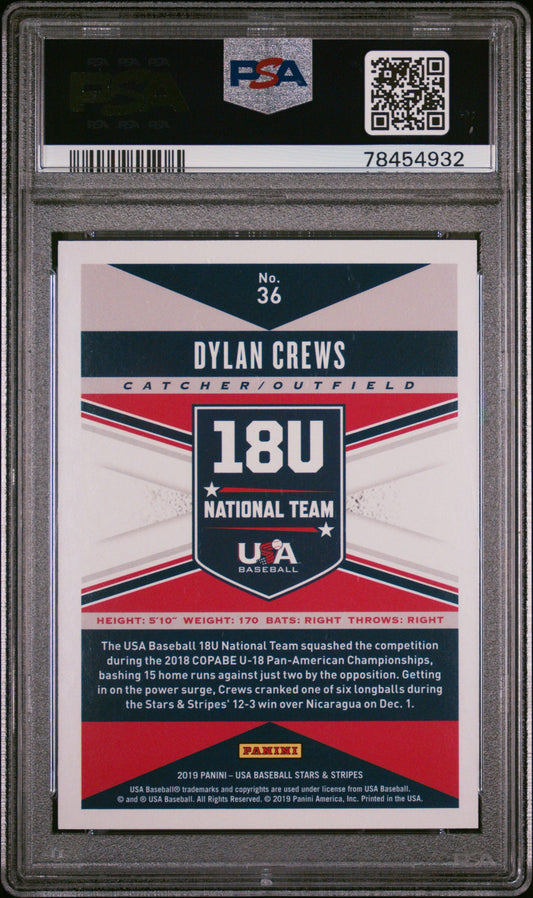 Graded 2019 Panini Stars & Stripes USA Dylan Crews #36 Rookie RC Baseball Card PSA 10 Gem Mint