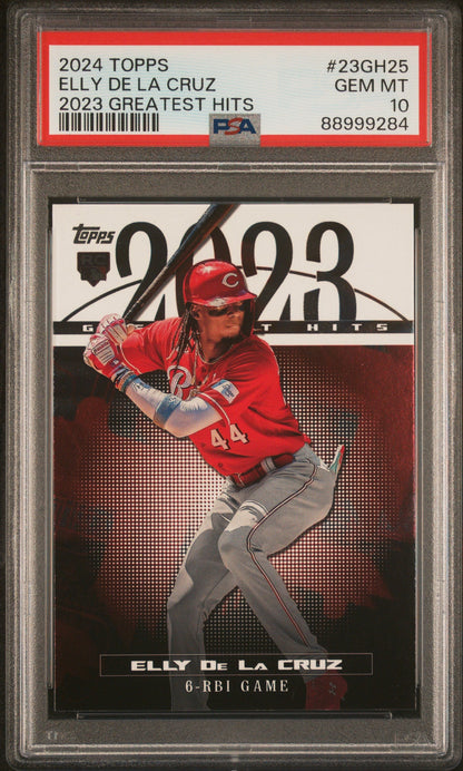 Graded 2024 Topps Elly De La Cruz #23GH25 2023 Greatest Hits Rookie RC Baseball Card PSA 10 Gem Mint