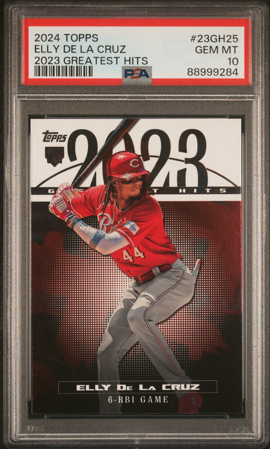 Graded 2024 Topps Elly De La Cruz #23GH25 2023 Greatest Hits Rookie RC Baseball Card PSA 10 Gem Mint
