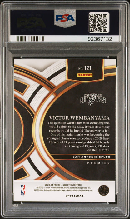 Graded 2023 Panini Select Victor Wembanyama #121 Blue Cracked Ice Rookie RC Basketball Card PSA 10 Gem Mint
