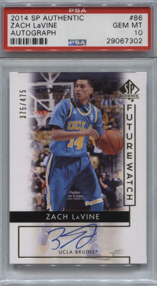 2014-15 Upper Deck SP Authentic Zach LaVine Future Watch Rookie Auto /475 #86 PSA 10