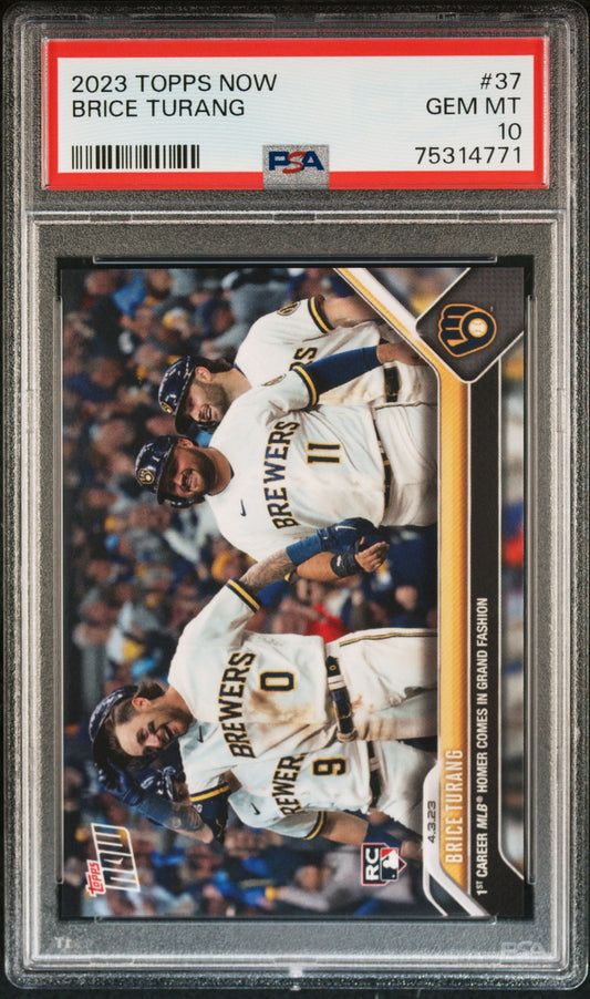 Graded 2023 Topps Now Brice Turang #37 Rookie RC Baseball Card PSA 10 Gem Mint