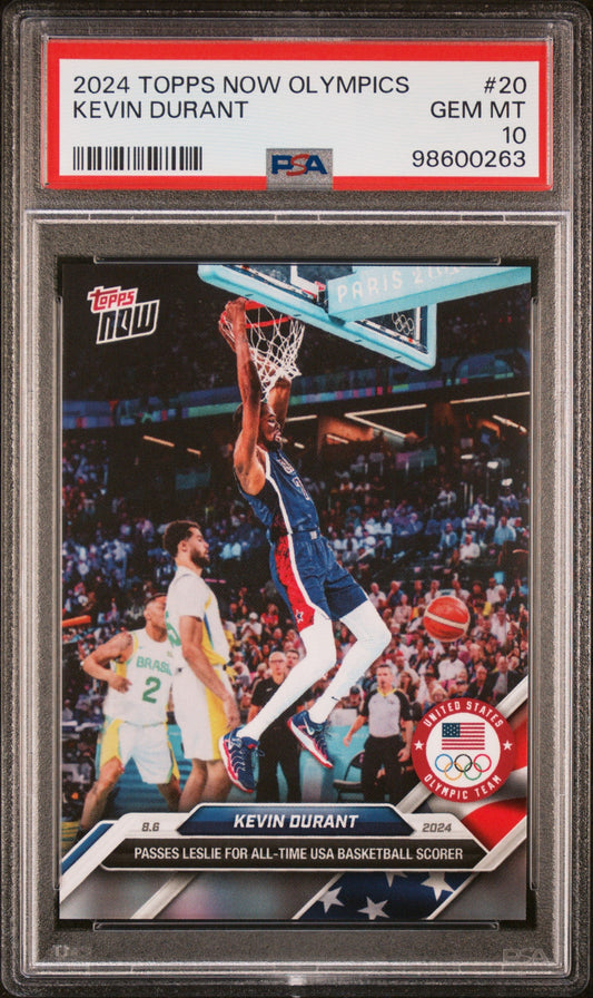 Graded 2024 Topps Now Olympics Kevin Durant #20 Basketball Card PSA 10 Gem Mint