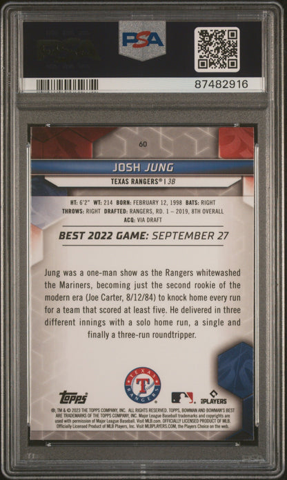 Graded 2023 Topps Bowmans Best Josh Jung #60 Rookie RC Baseball Card PSA 10 Gem Mint