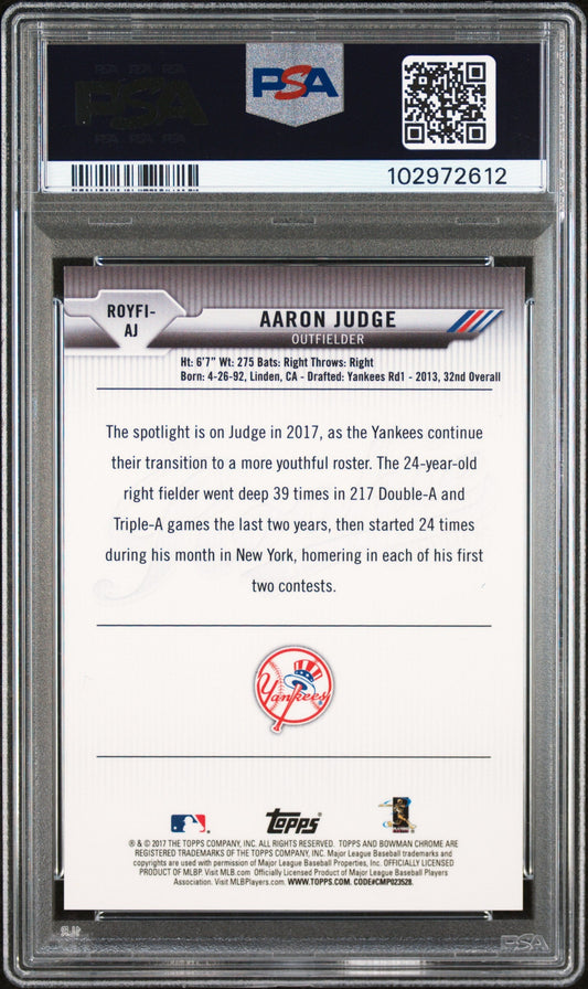 Graded 2017 Topps Bowman Mega Box Aaron Judge #AJ Chrome ROY Favorites Rookie RC Baseball Card PSA 10 Gem Mint